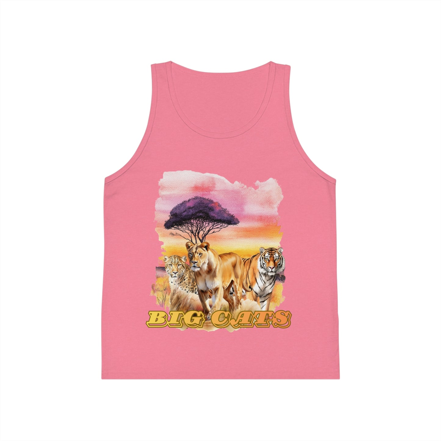 Boy's Big Cats Trio Tank Top - Lioness, Tiger & Cheetah Safari Graphic