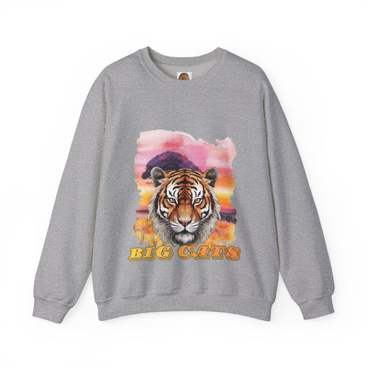Women's Big Cats Tiger Sunset Crewneck Sweatshirt