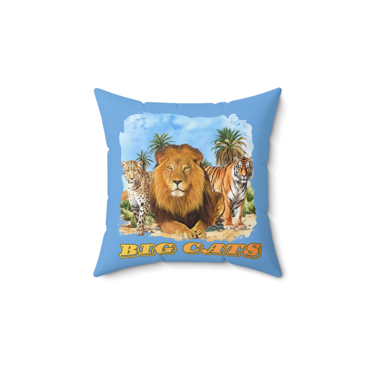 Polyester Square Big Cats Pillow