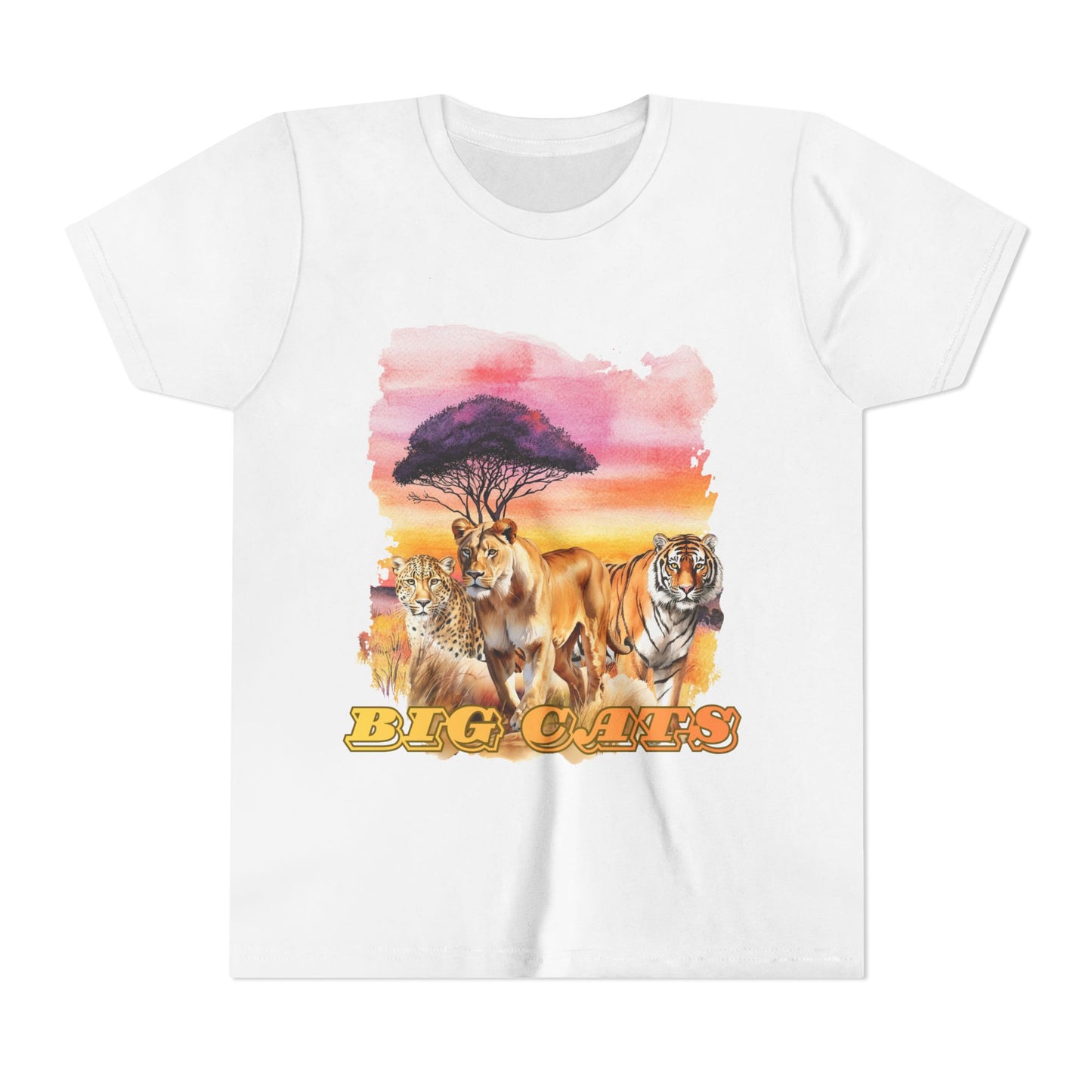 Girls Big Cats Trio Short Sleeve Tee (Lion, Tiger, Cheetah)