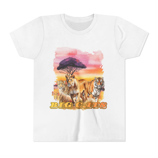 Girls Big Cats Trio Short Sleeve Tee (Lion, Tiger, Cheetah)