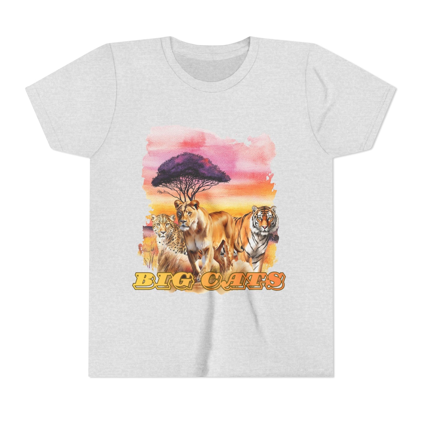 Girls Big Cats Trio Short Sleeve Tee (Lion, Tiger, Cheetah)