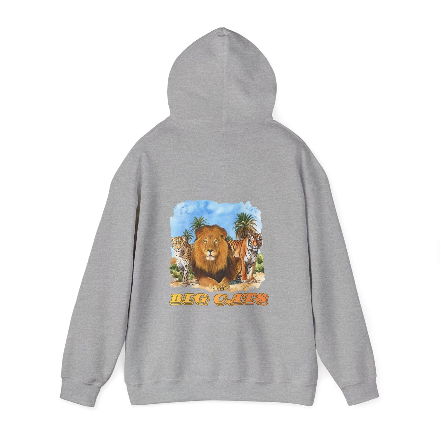 Men's Big Cats Trio Hooded Sweatshirt - Cheetah, Lion, and Tiger