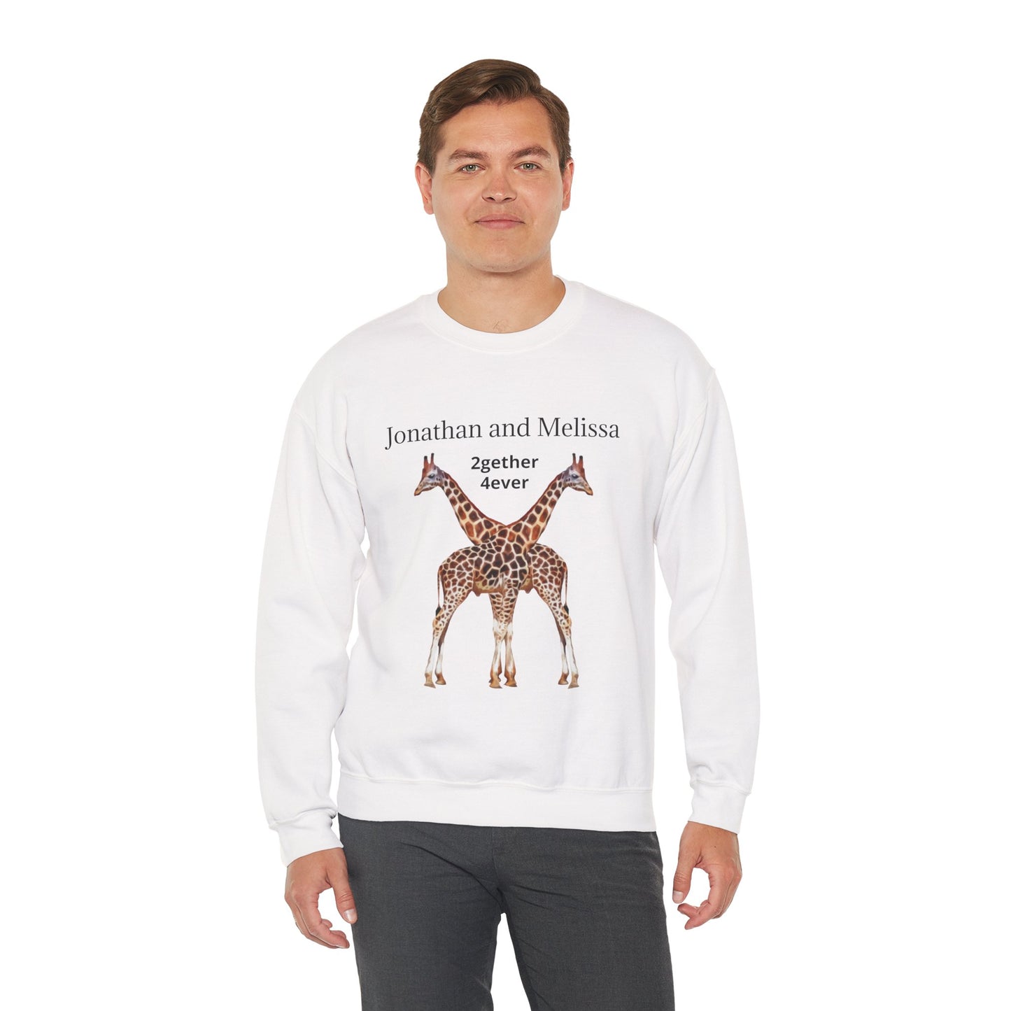 Personalized Giraffe Love Crewneck Sweatshirt for Animal Lovers