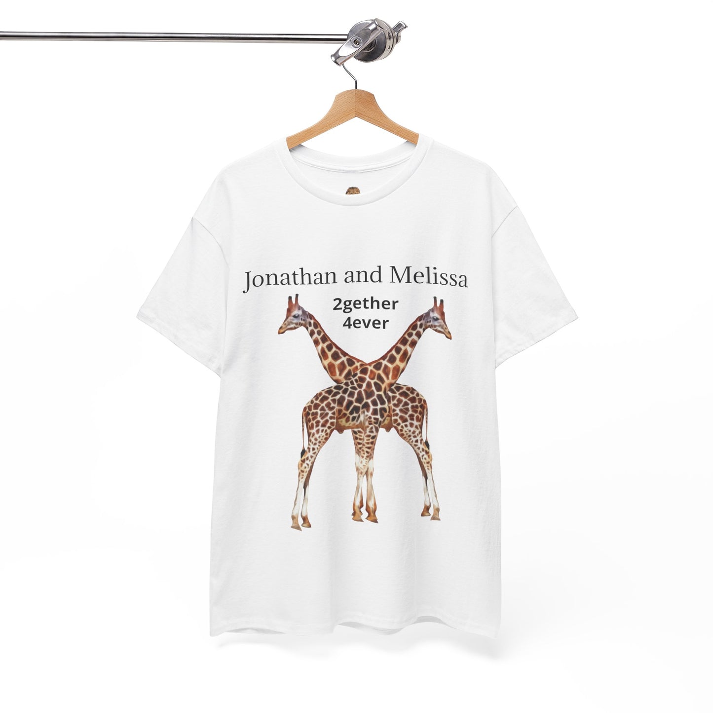 Personalized Giraffe Couple Unisex Crew Neck T-Shirt for Animal Lovers