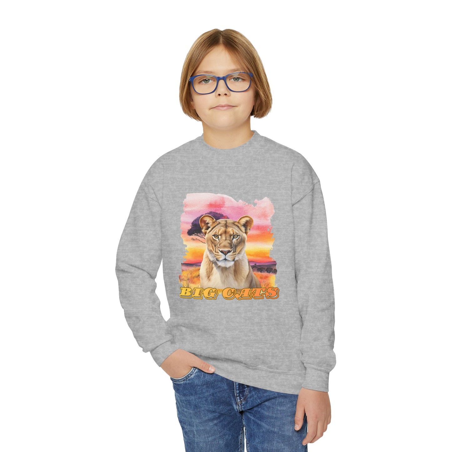Girls Lioness Big Cats Crewneck Sweatshirt