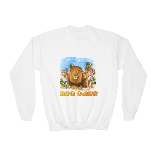Boys Big Cats Lion Graphic Crewneck Sweatshirt