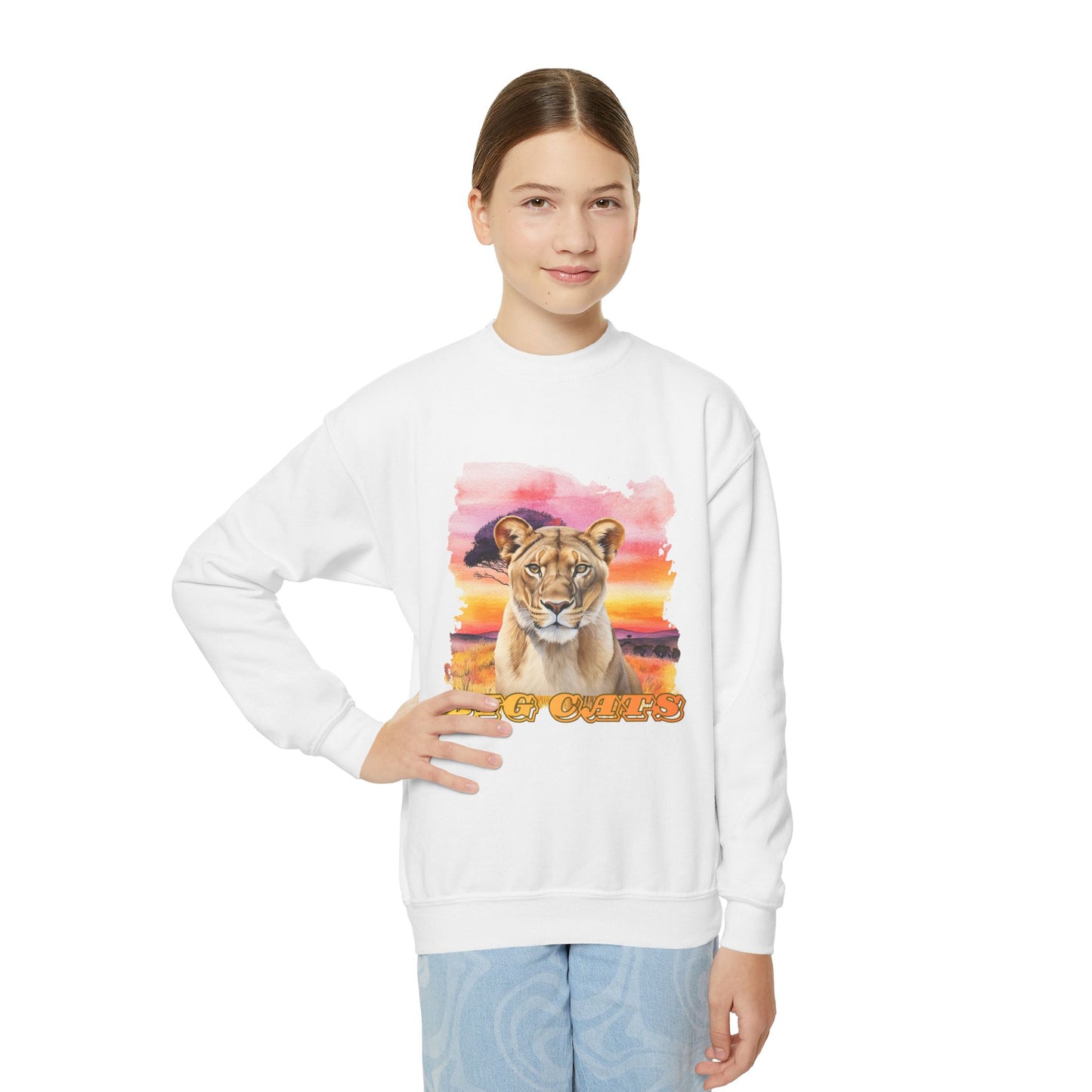 Girls Lioness Big Cats Crewneck Sweatshirt