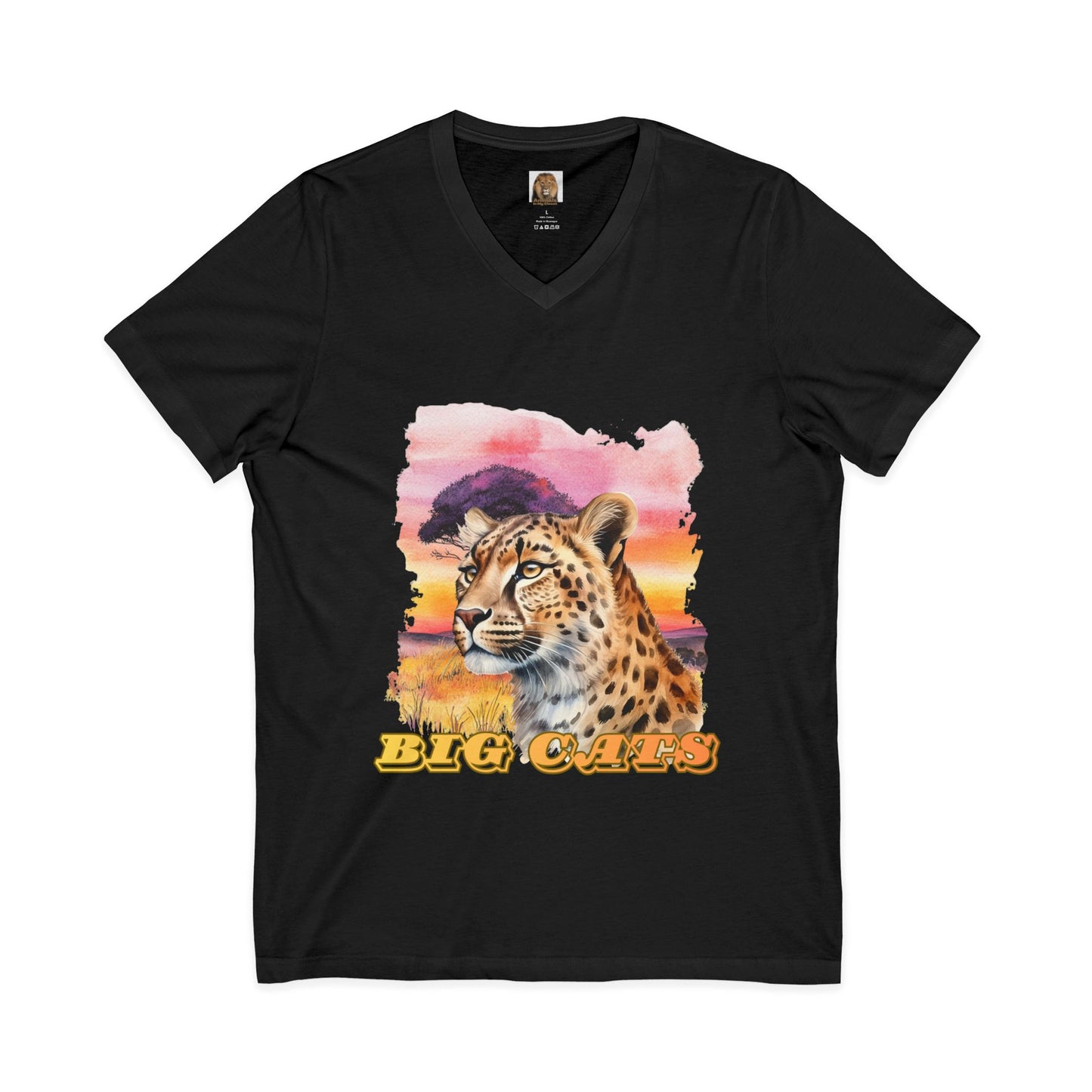 Women's Cheetah Big Cats V-Neck Tee