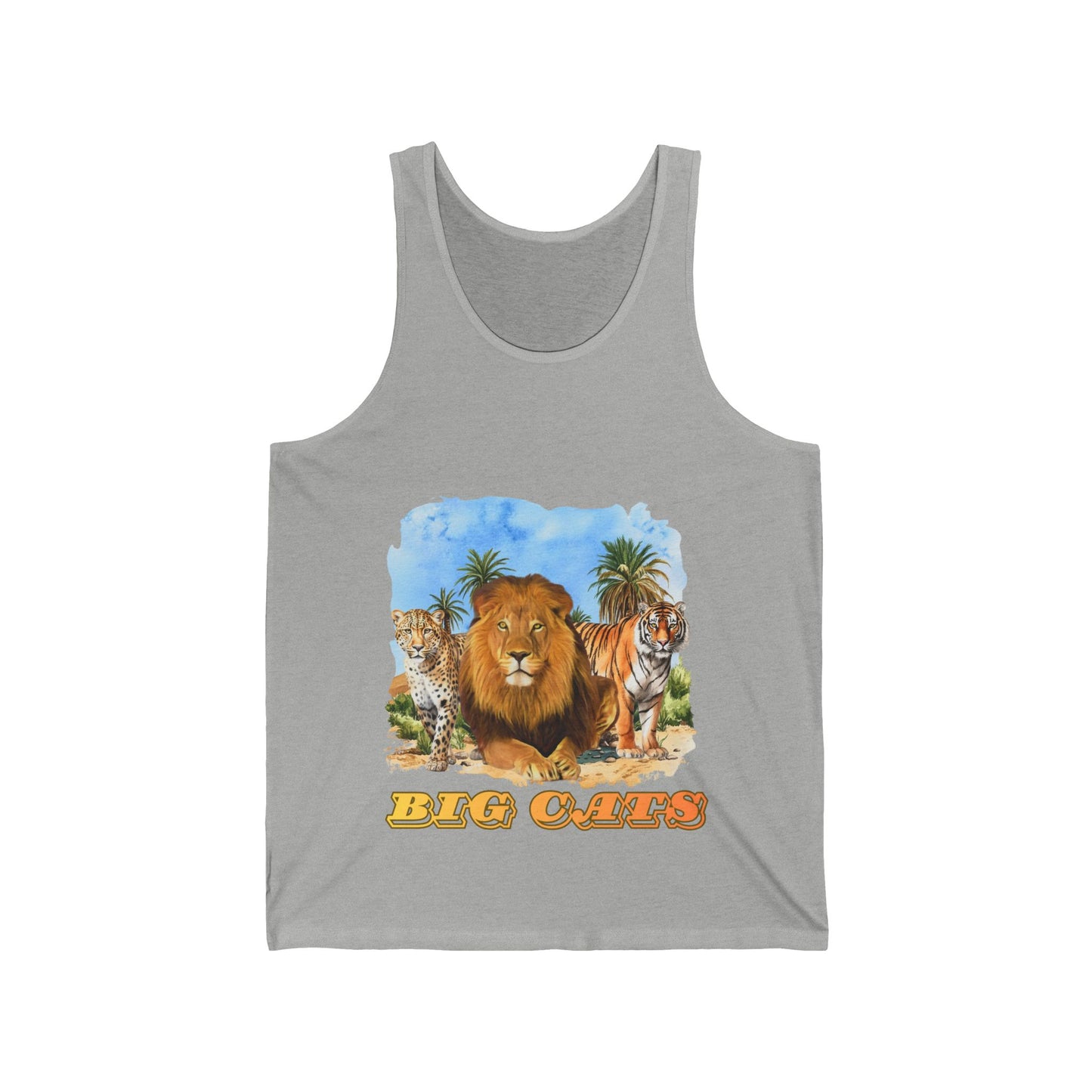 Mens Big Cats Trio Tank Top — Cheetah, Lion, & Tiger