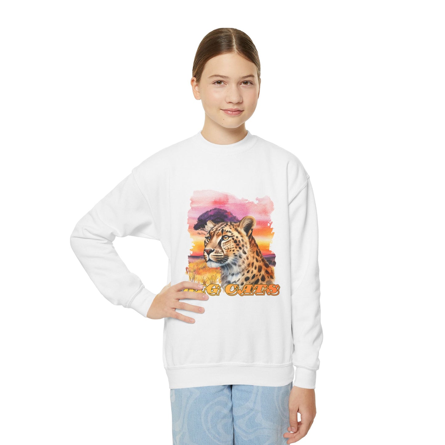 Girl's Cheetah Big Cats Crewneck Sweatshirt