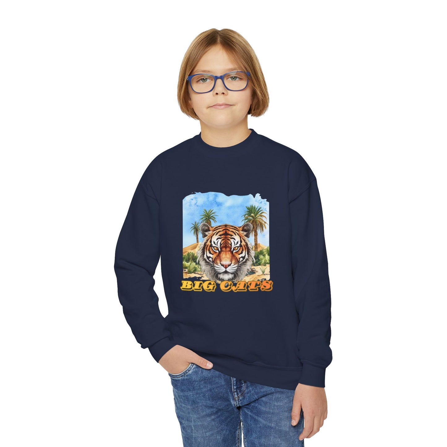 Girl's Big Cats Tiger Crewneck Sweatshirt