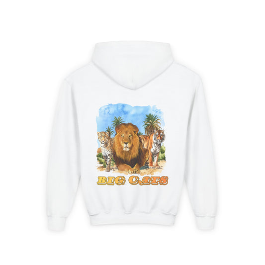 Boys Big Cats Trio Hooded Sweatshirt - Lion, Tiger, and Cheetah Graphic