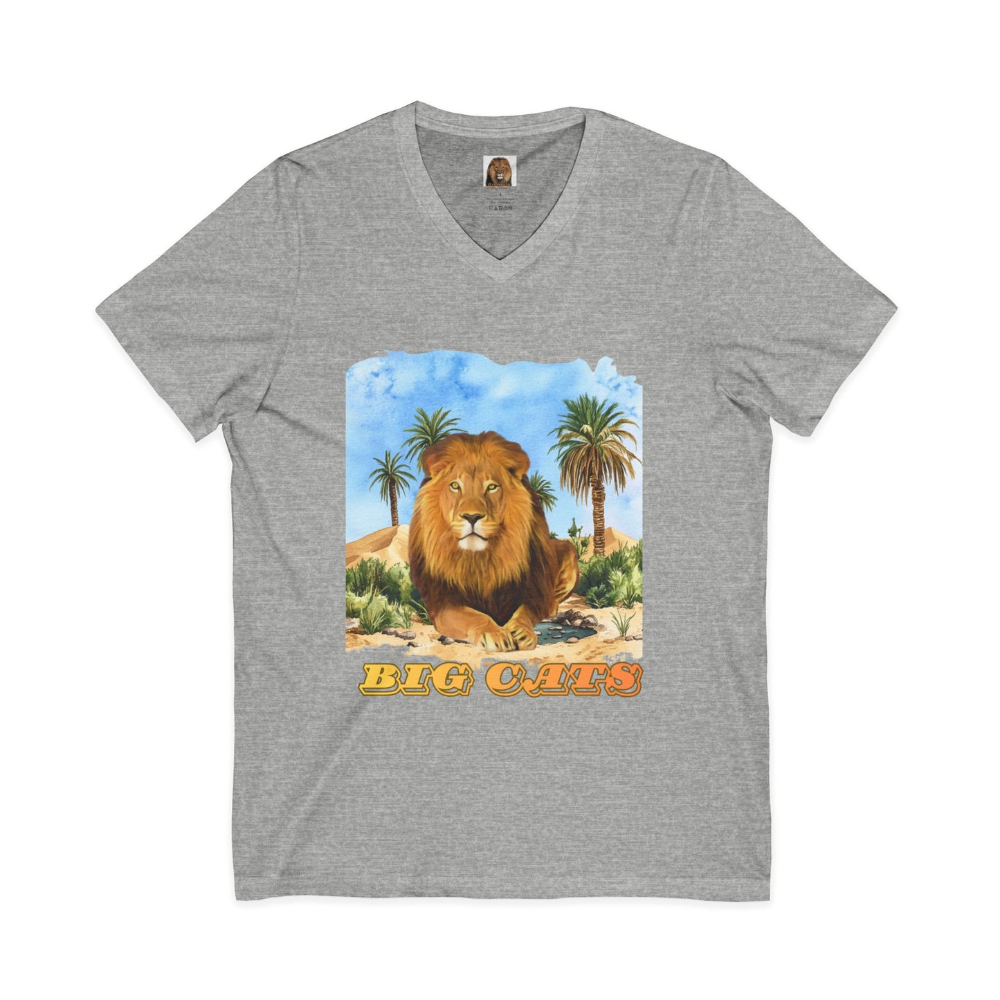 Men's Lion Big Cats Short Sleeve V-Neck Tee