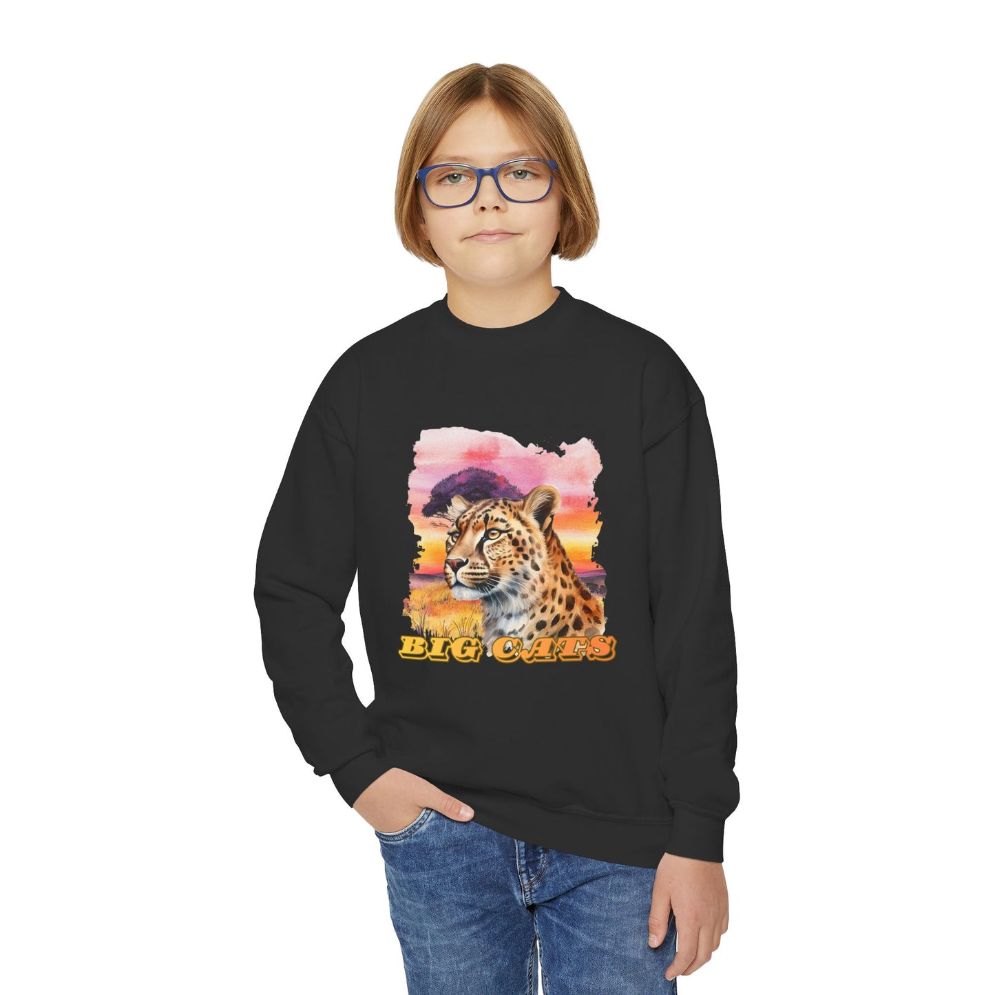 Girl's Cheetah Big Cats Crewneck Sweatshirt