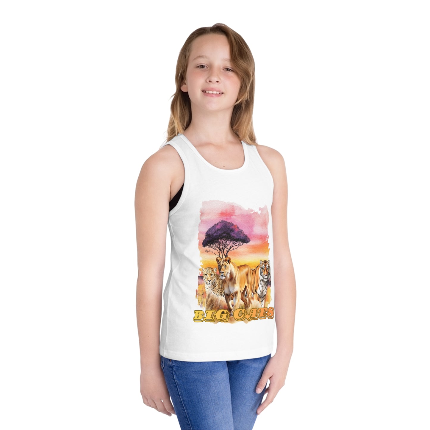Boy's Big Cats Trio Tank Top - Lioness, Tiger & Cheetah Safari Graphic