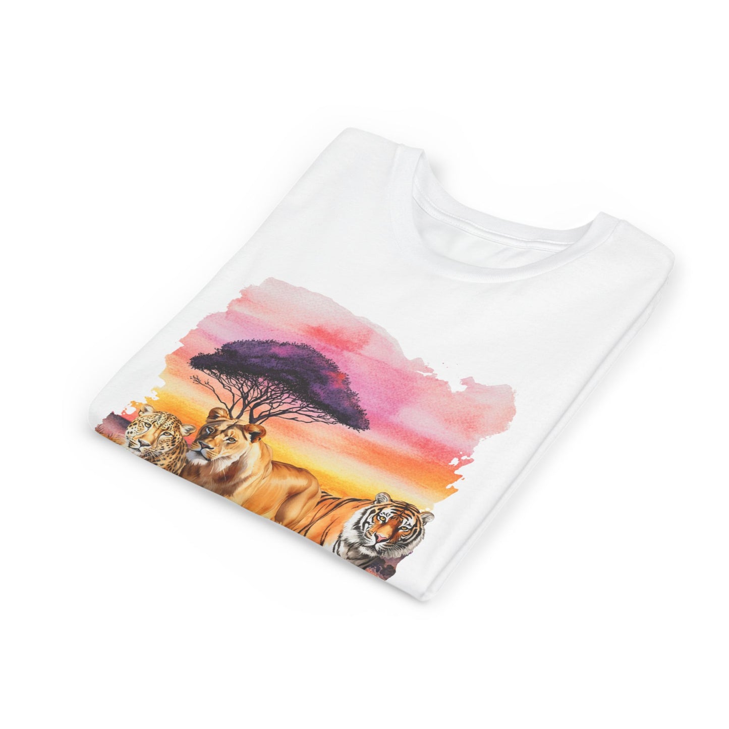 Girls Big Cats Trio Short Sleeve Tee (Lion, Tiger, Cheetah)