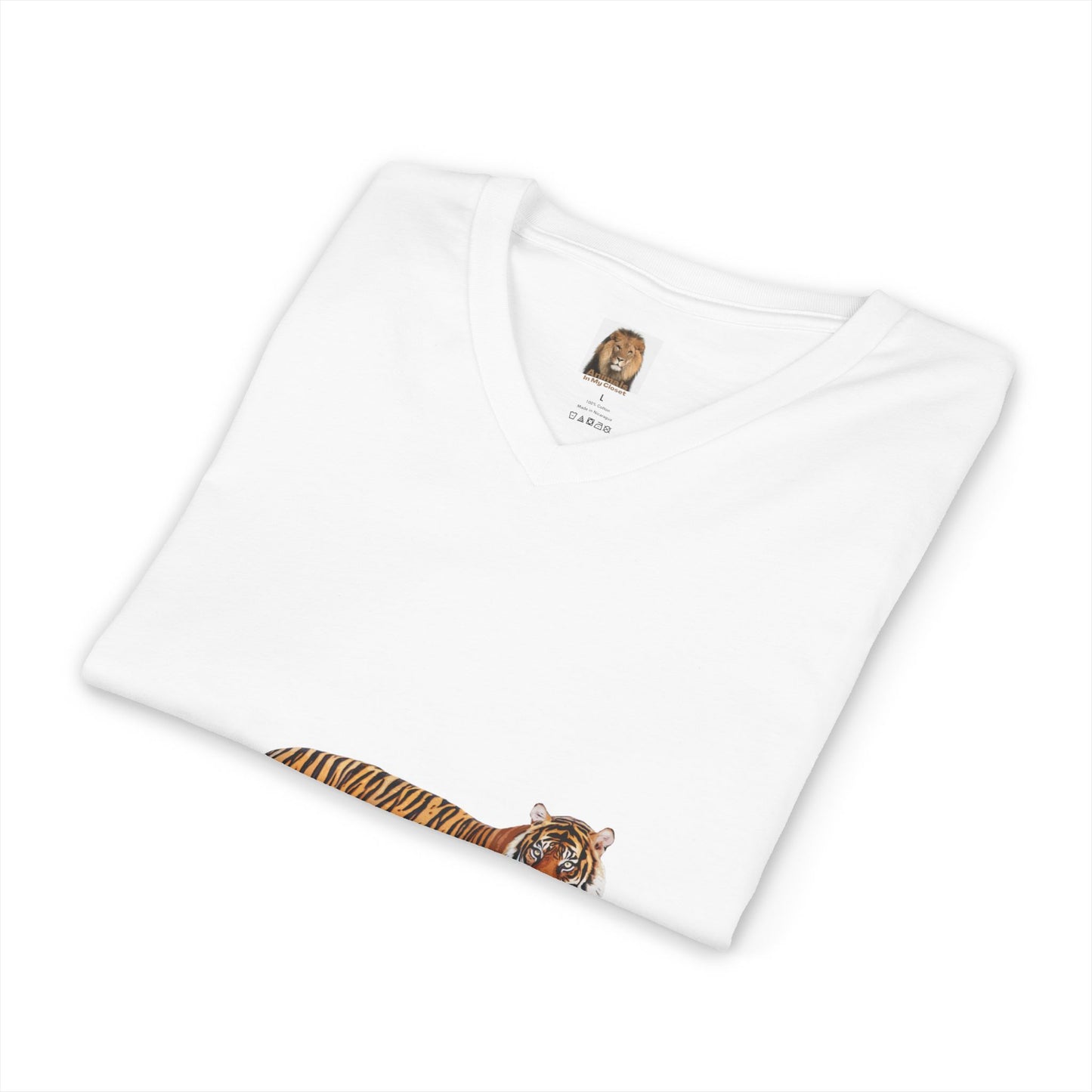 Unisex Tiger Big Cats Short Sleeve V-Neck Tee