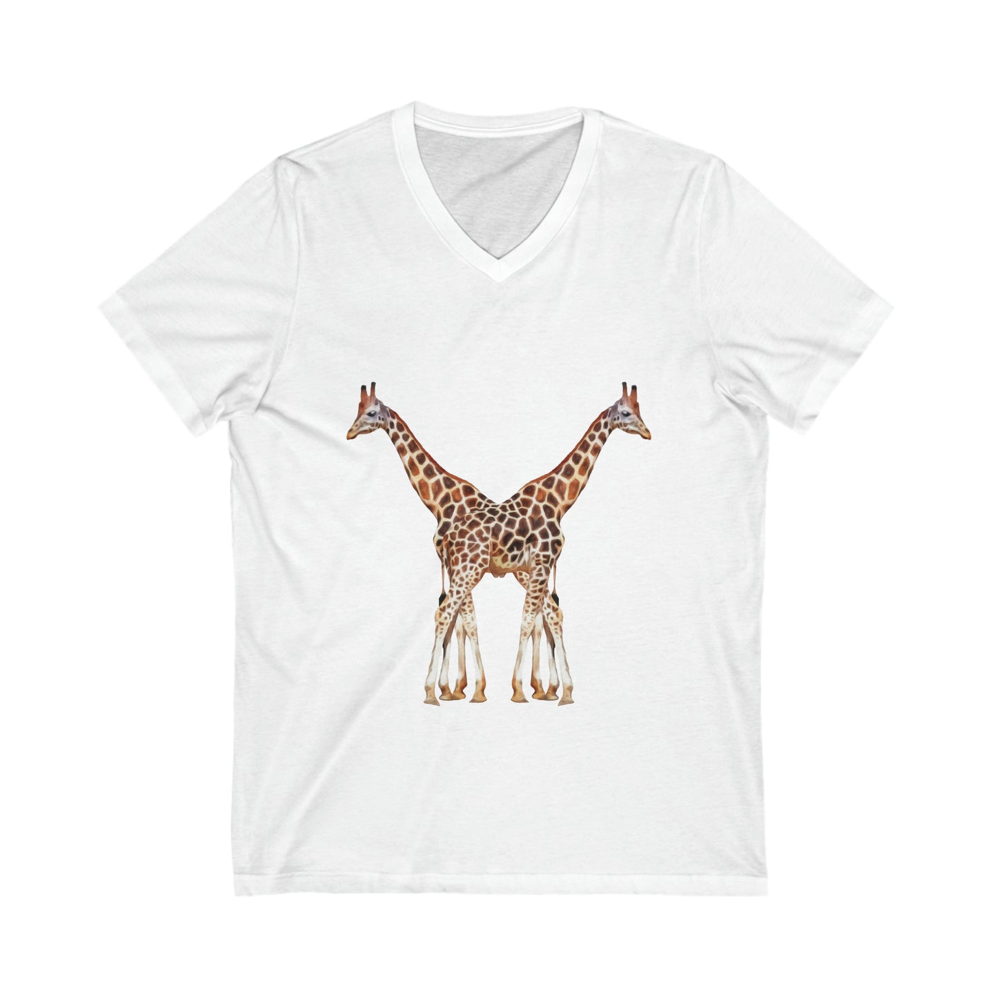 Unisex Giraffe Couple Short Sleeve V-Neck Tee