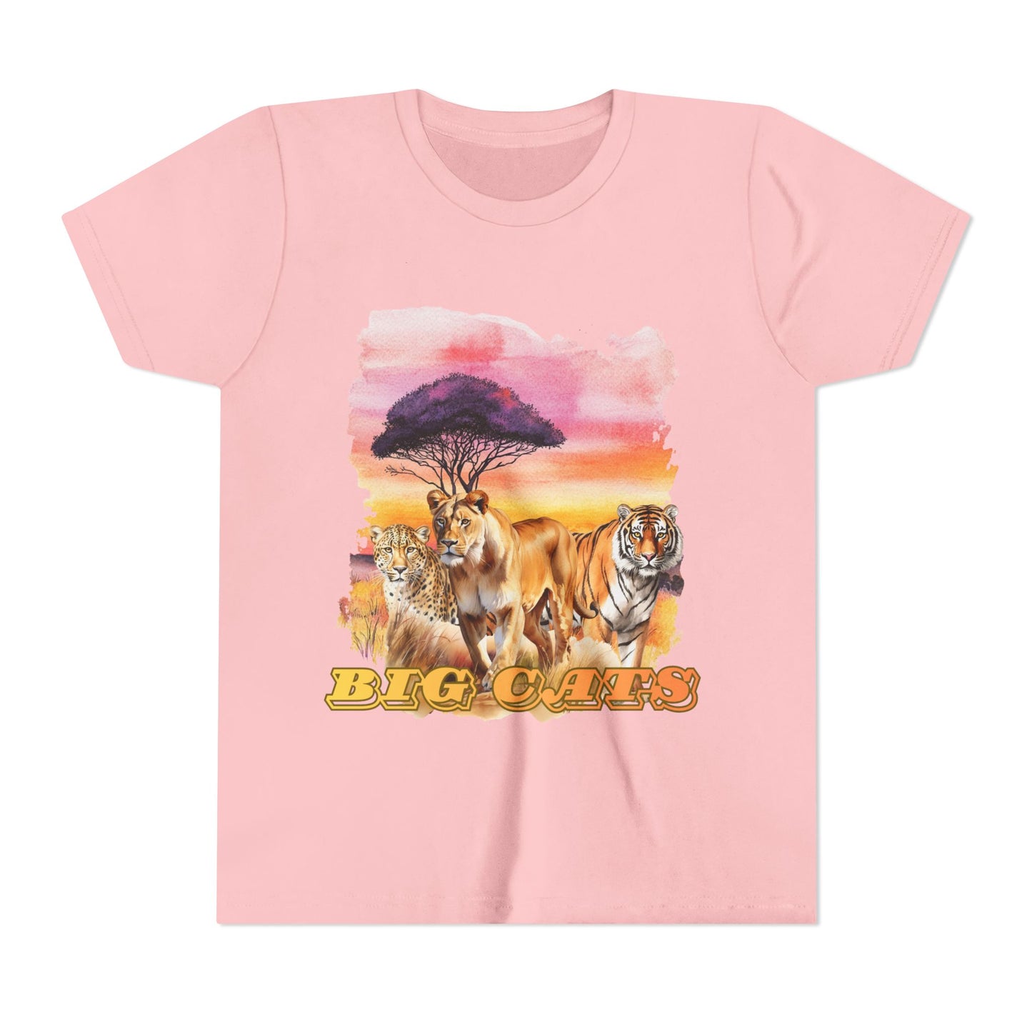 Girls Big Cats Trio Short Sleeve Tee (Lion, Tiger, Cheetah)