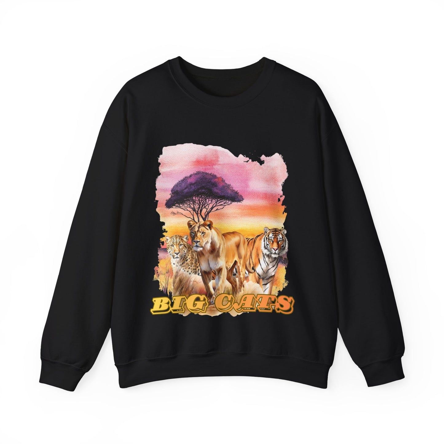 Women's Big Cats Trio Crewneck Sweatshirt — Cheetah, Lioness & Tiger