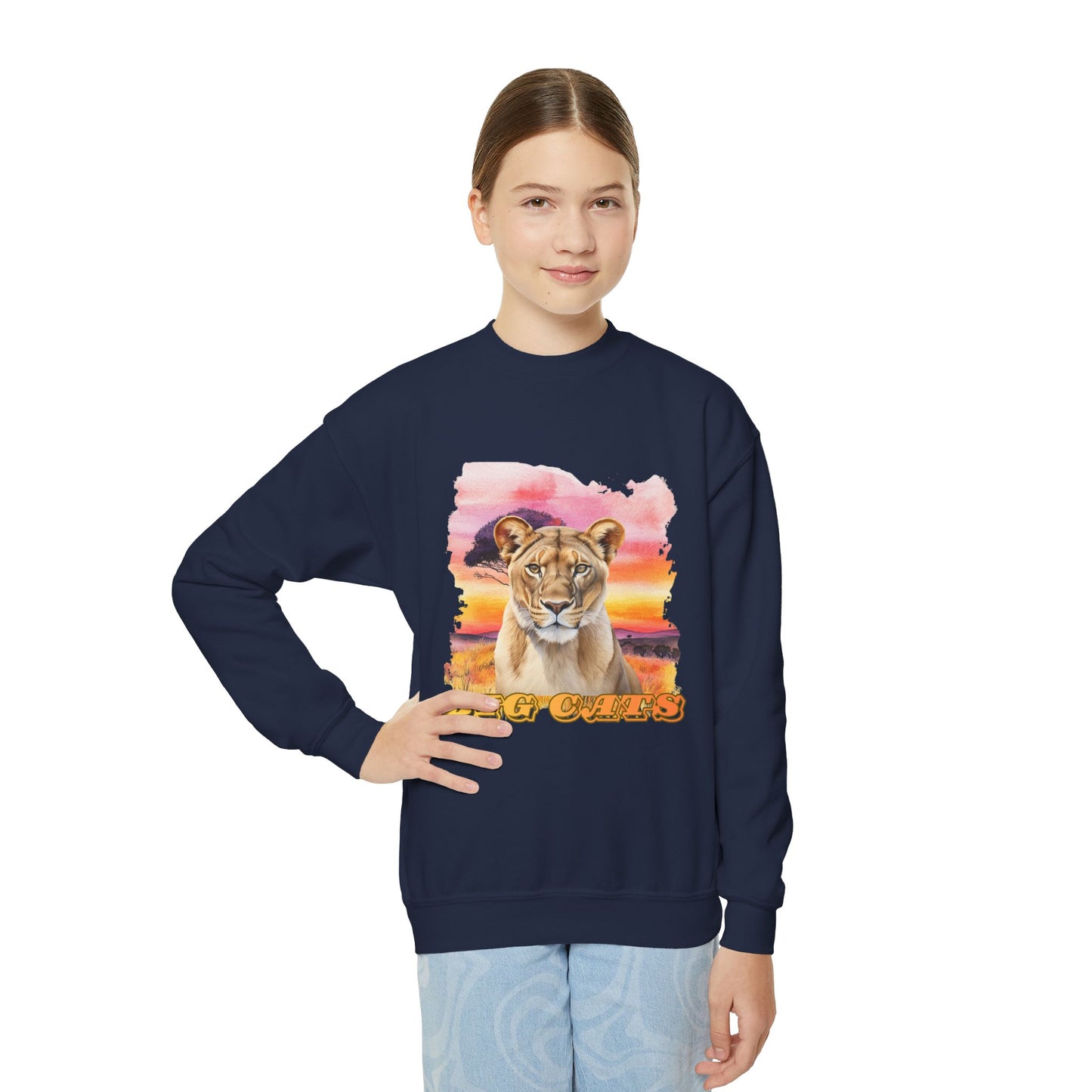 Girls Lioness Big Cats Crewneck Sweatshirt