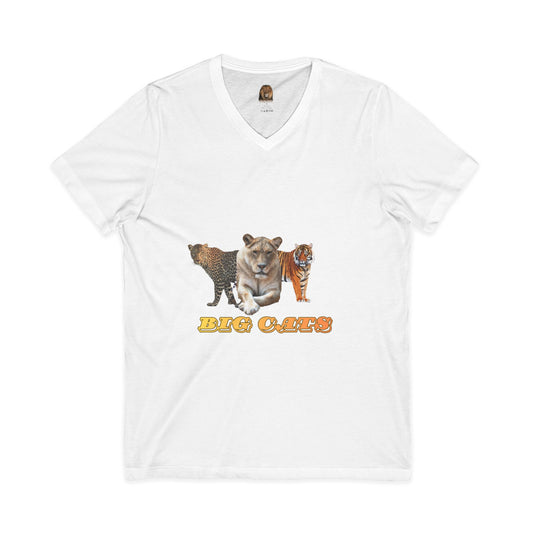 Unisex Big Cats Lioness Short Sleeve V-Neck Tee