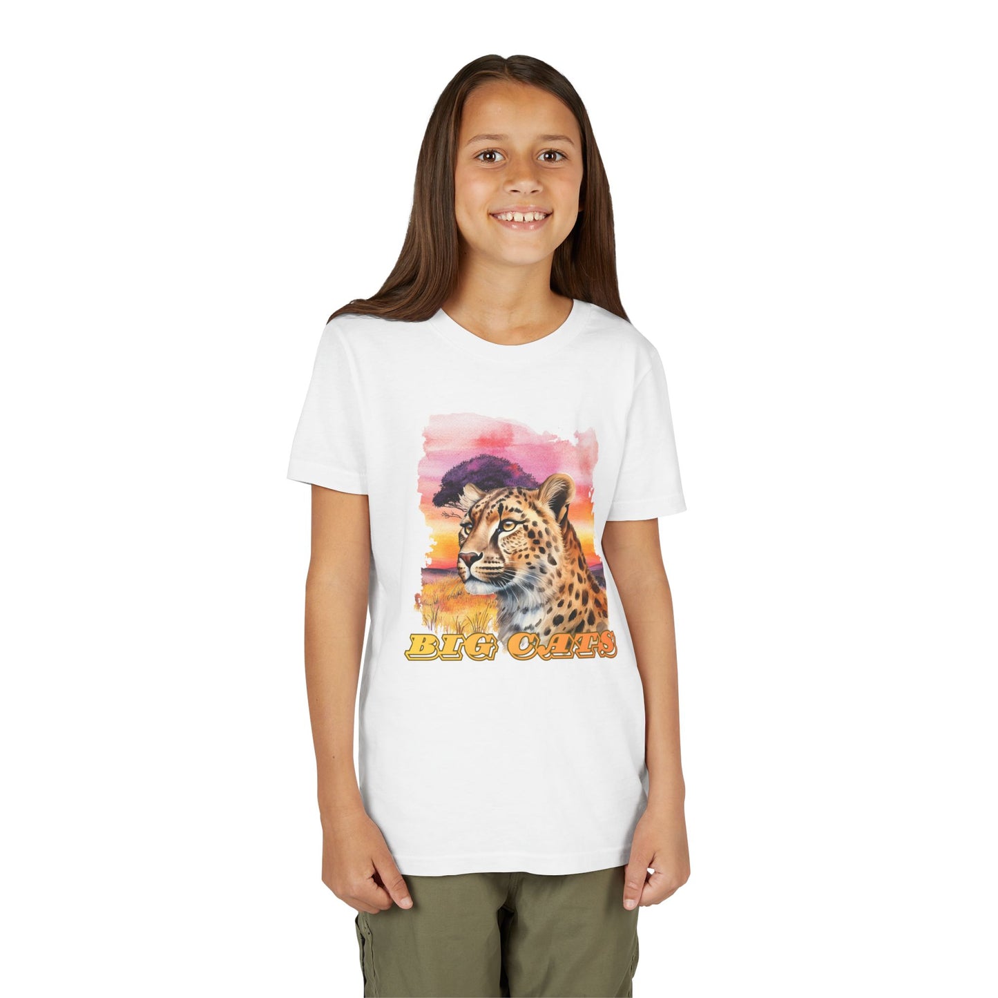 Girls Big Cats Cheetah Graphic Short Sleeve Tee