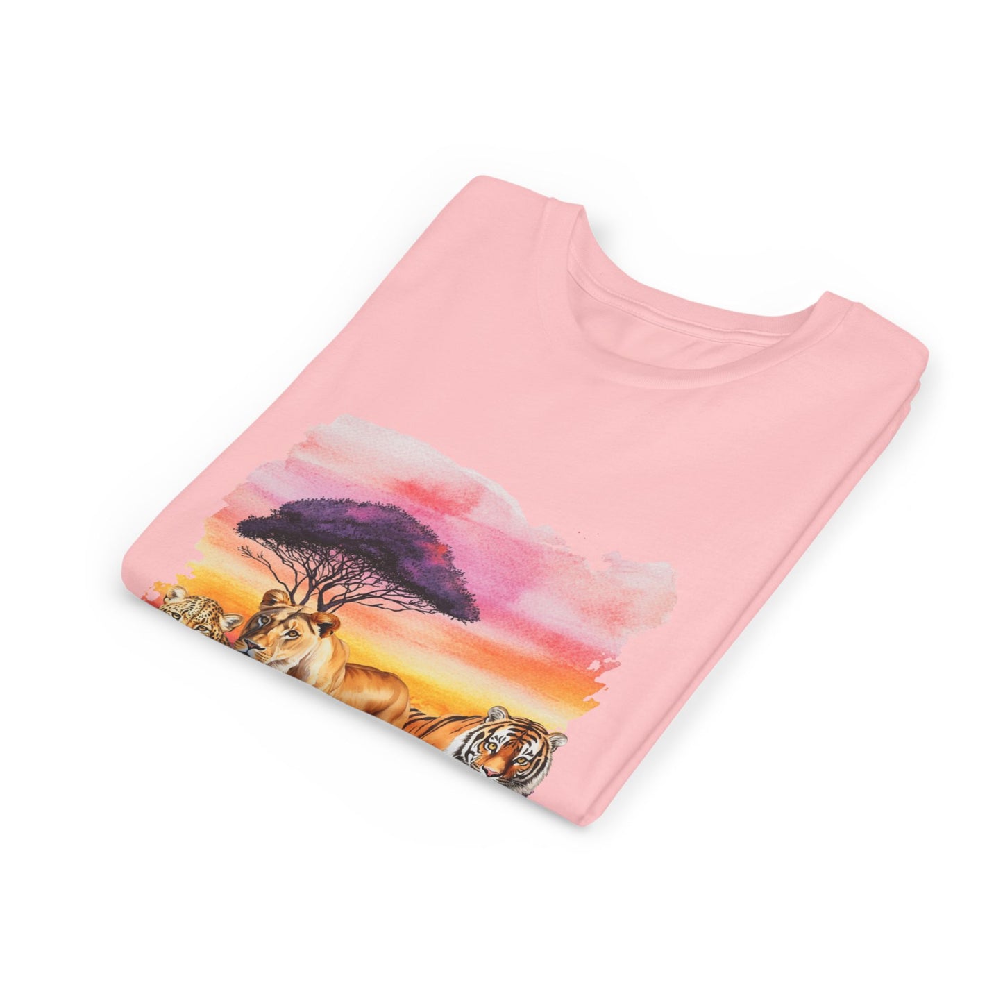 Girls Big Cats Trio Graphic Kids T-Shirt (Lion, Tiger, Cheetah)