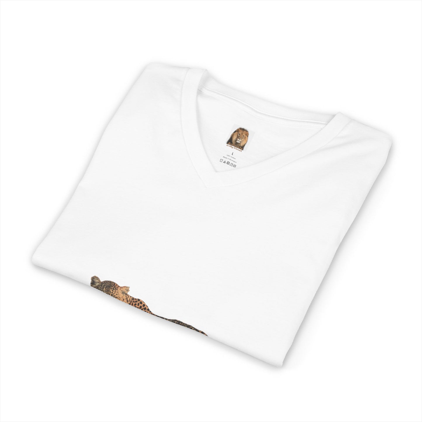 Unisex Leopard Big Cats Short Sleeve V-Neck Tee