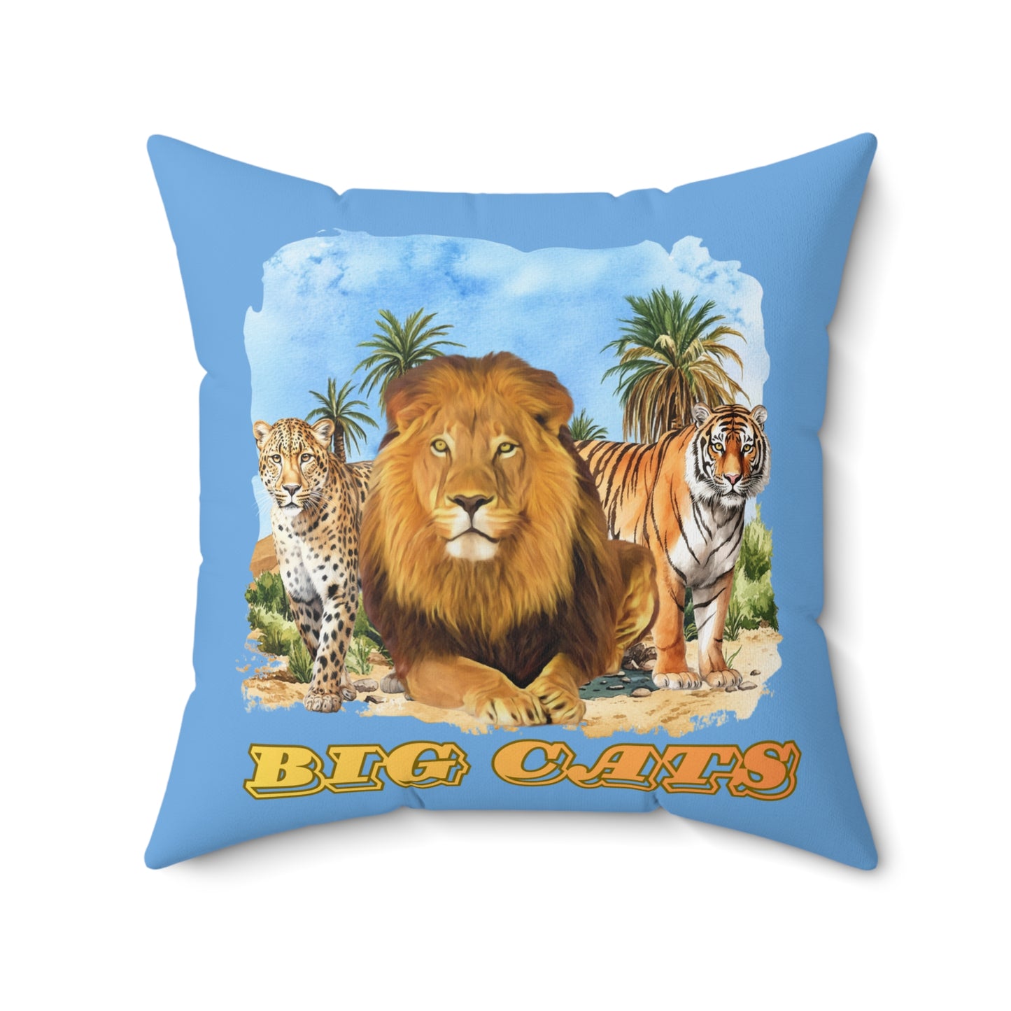 Polyester Square Big Cats Pillow