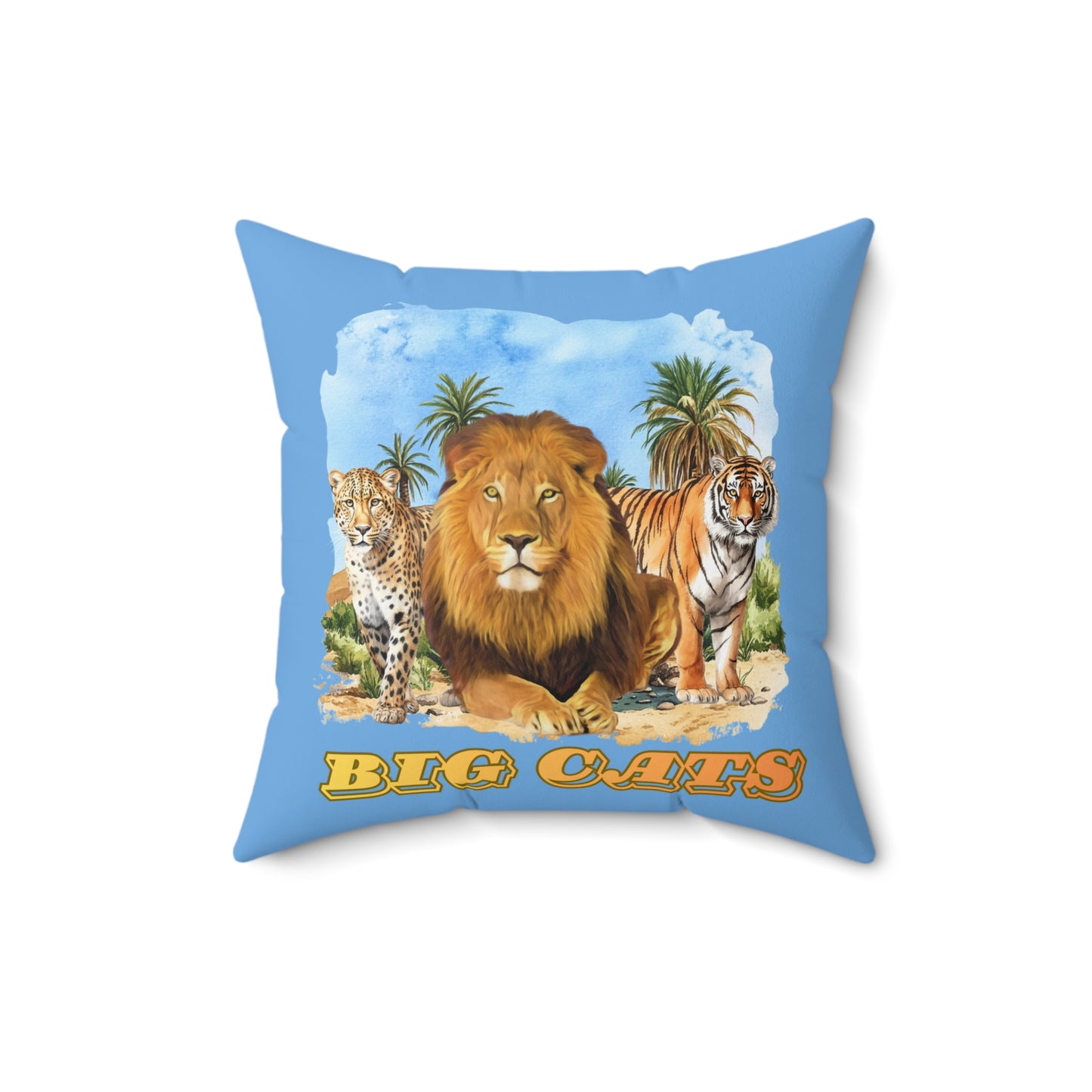 Polyester Square Big Cats Pillow