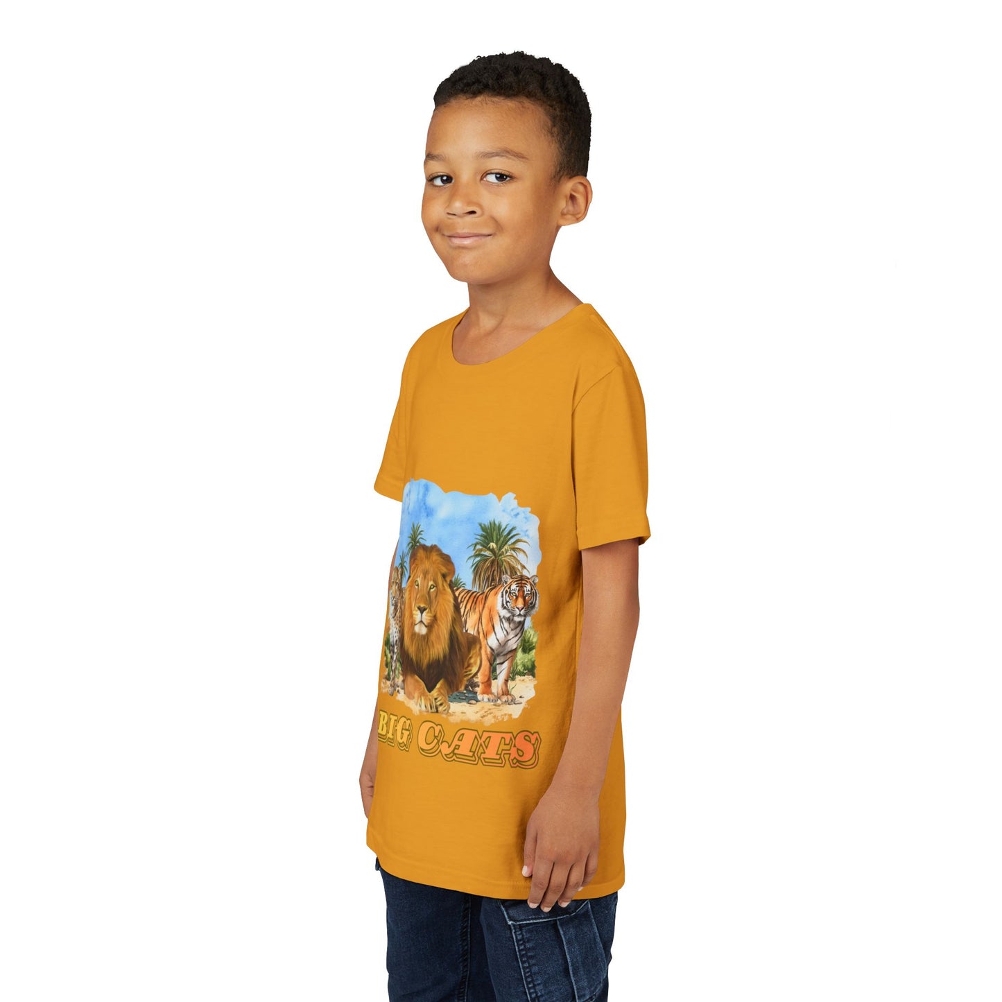 Boys Big Cats Tee Shirt — Lion, Tiger & Cheetah Graphic