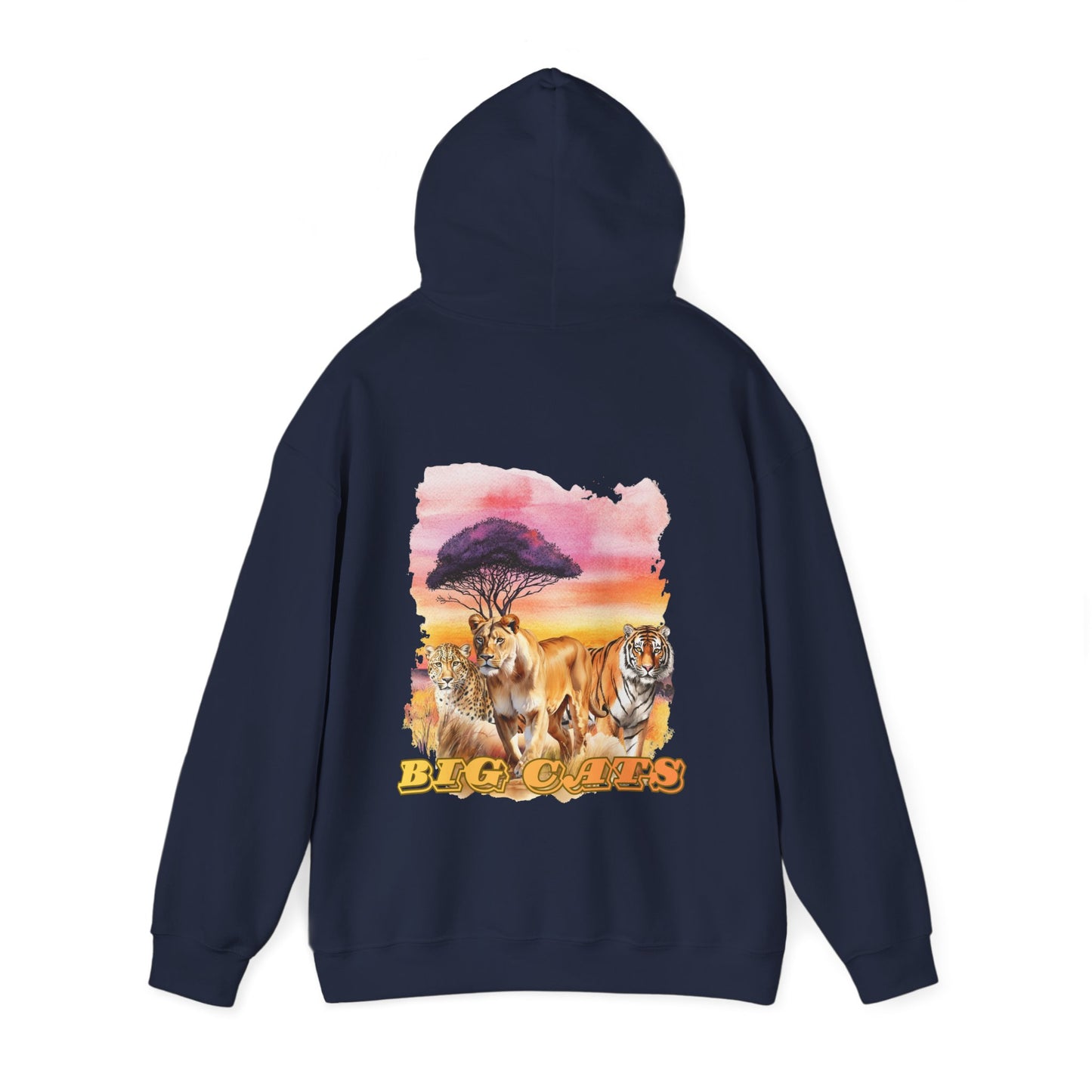 Women's Big Cats Trio Hoodie - Cheetah, Lion, and Tiger