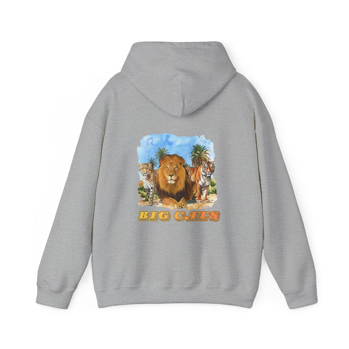 Men's Big Cats Trio Hooded Sweatshirt - Cheetah, Lion, and Tiger