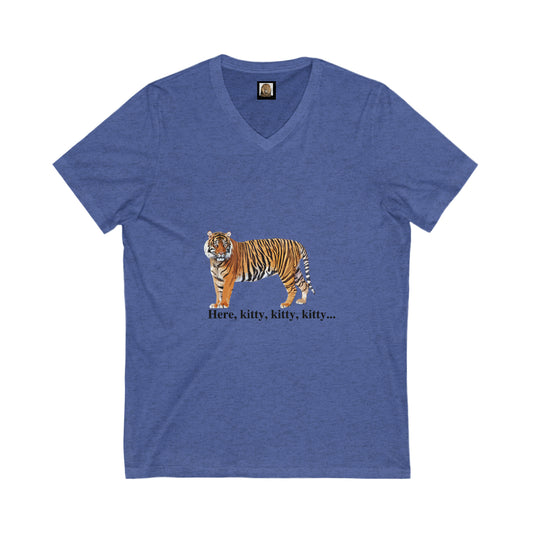 Unisex Tiger Big Cats Short Sleeve V-Neck Tee