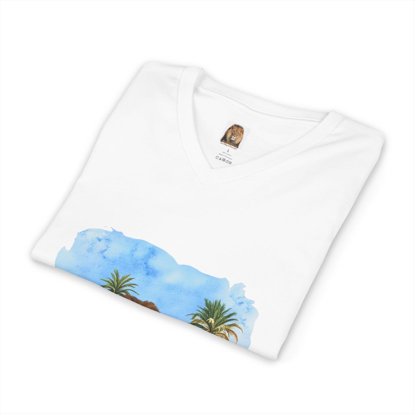 Men's Big Cats V-Neck Tee — Lion, Cheetah & Tiger Graphic