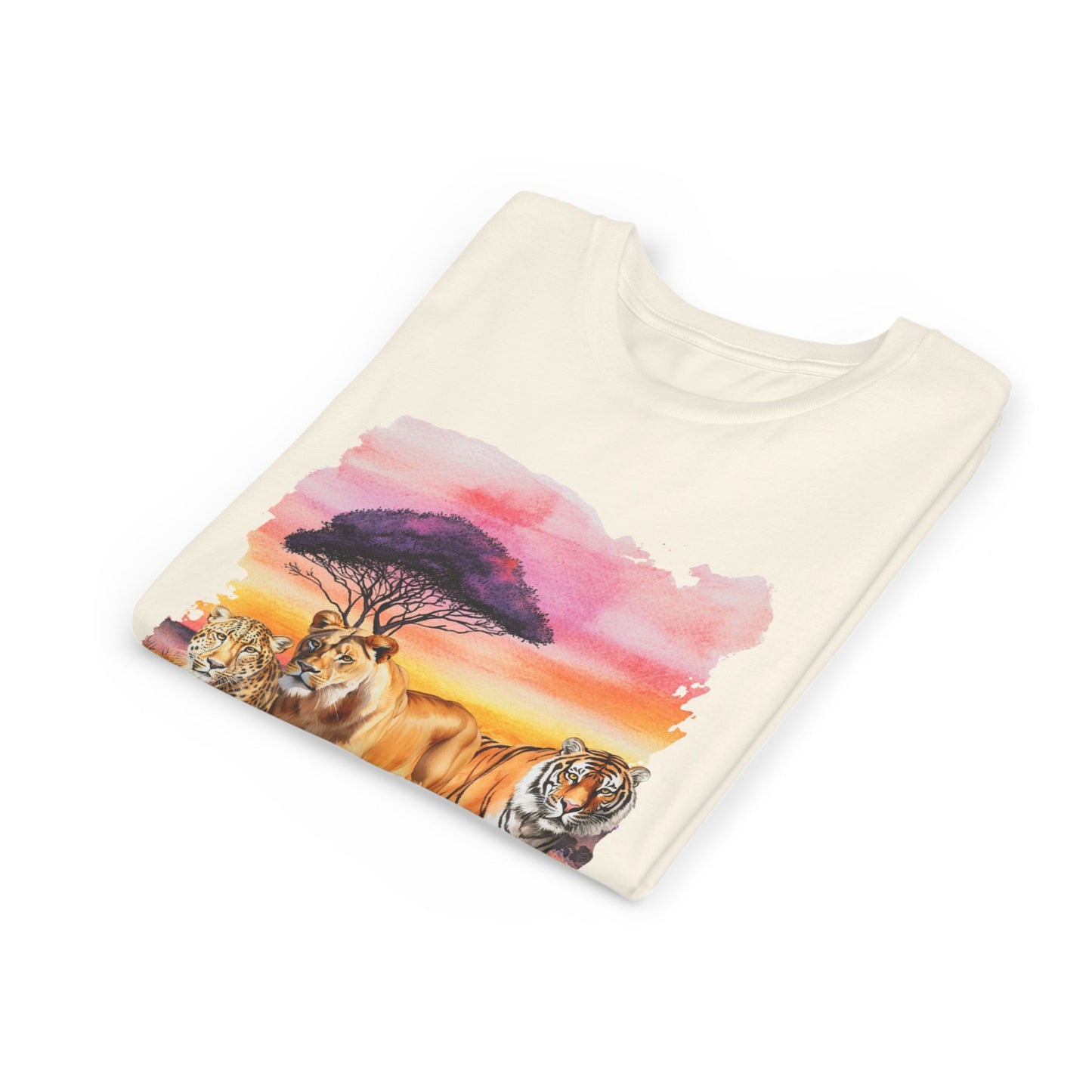 Girls Big Cats Trio Short Sleeve Tee (Lion, Tiger, Cheetah)