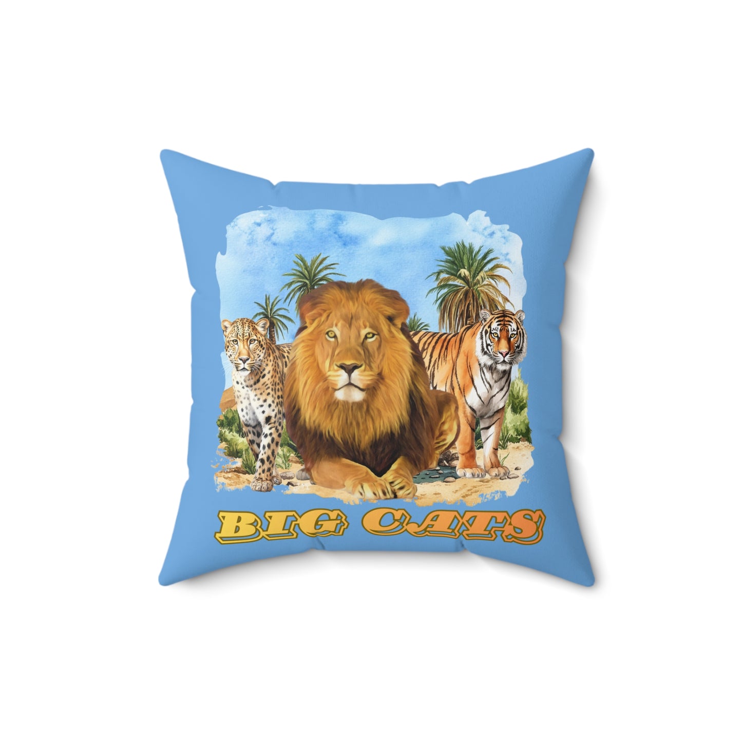 Polyester Square Big Cats Pillow