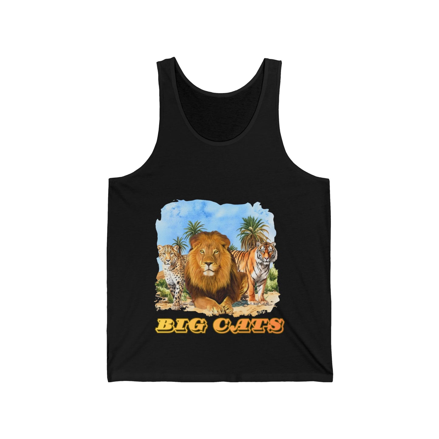 Mens Big Cats Trio Tank Top — Cheetah, Lion, & Tiger