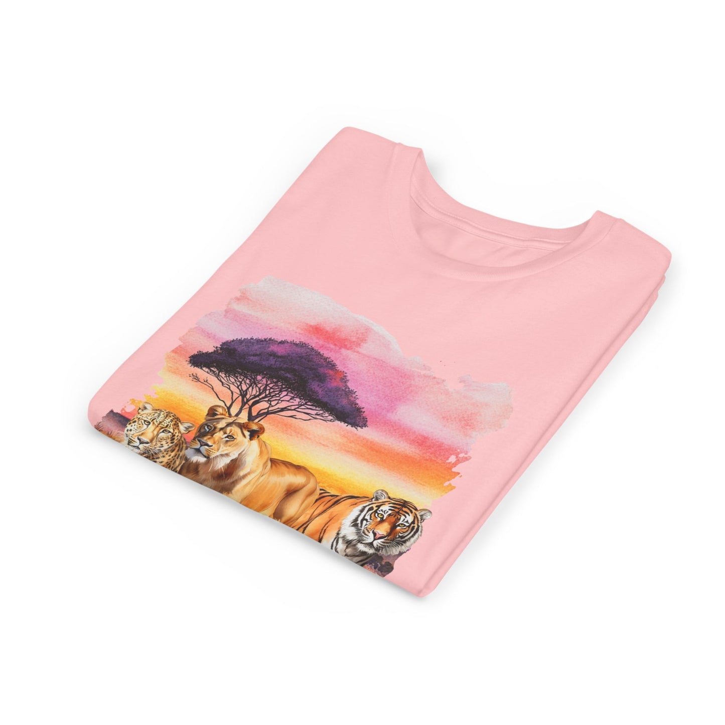 Girls Big Cats Trio Short Sleeve Tee (Lion, Tiger, Cheetah)