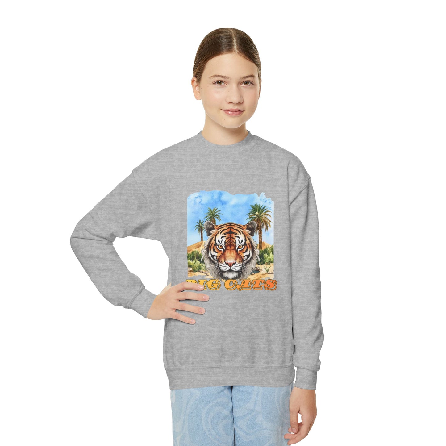 Girl's Big Cats Tiger Crewneck Sweatshirt