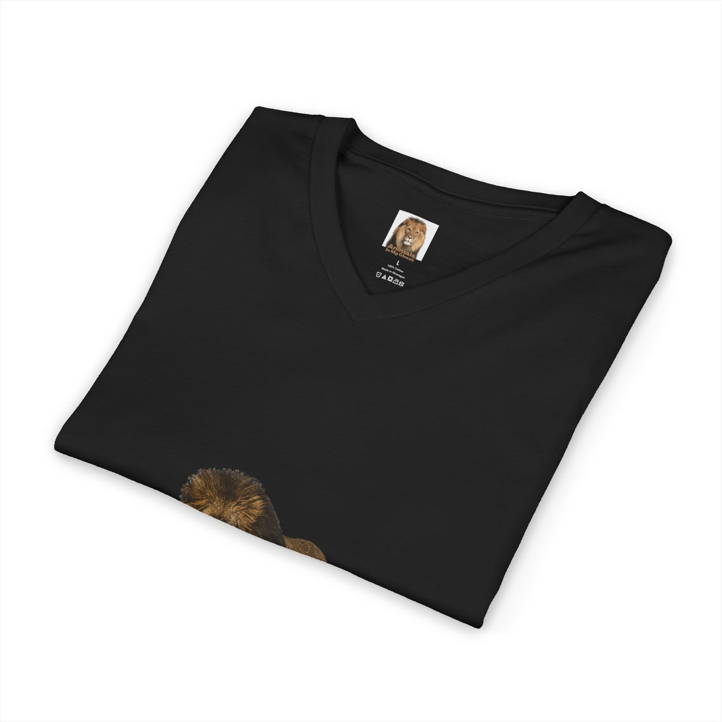 Unisex Lion Big Cats Short Sleeve V-Neck Tee