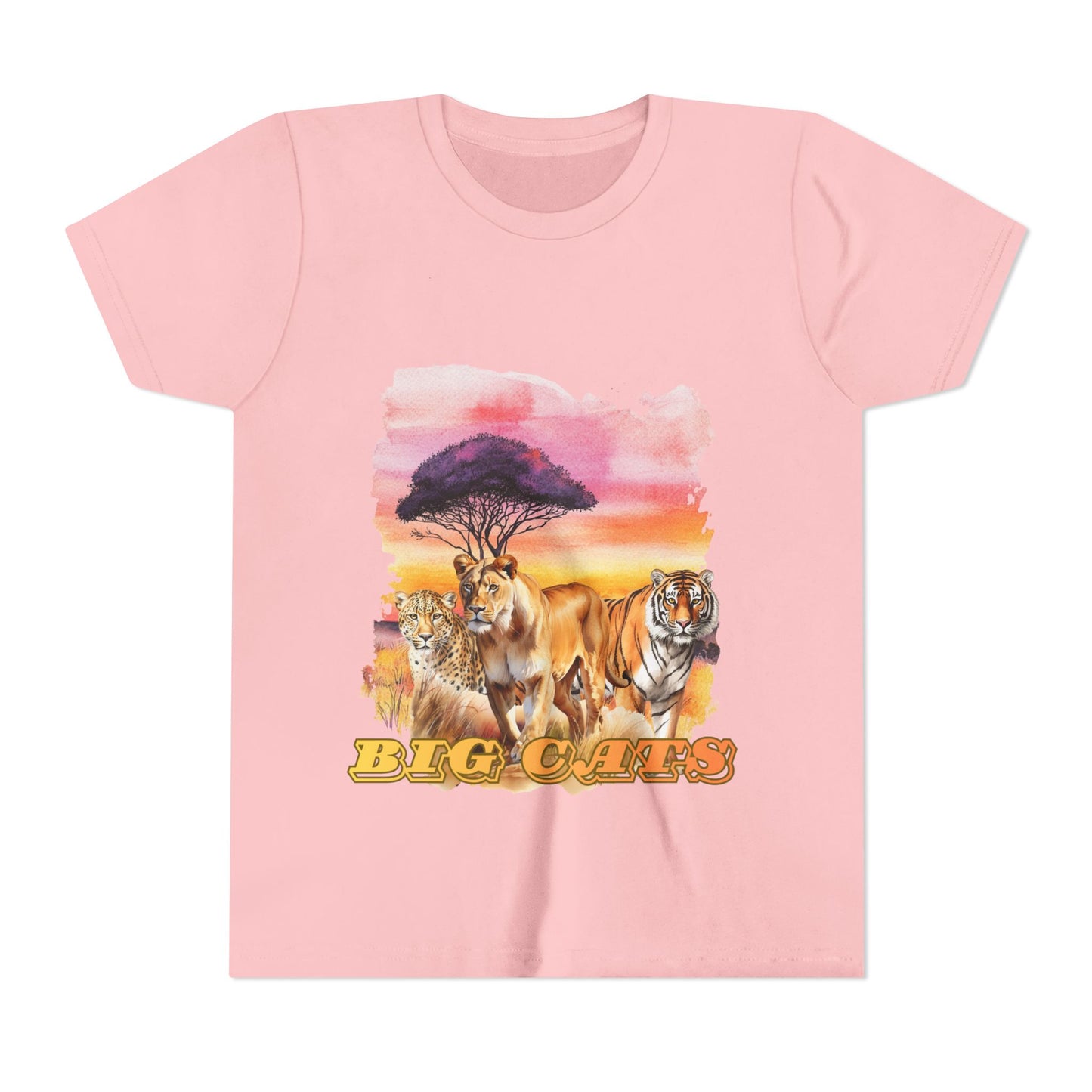 Girls Big Cats Trio Graphic Kids T-Shirt (Lion, Tiger, Cheetah)