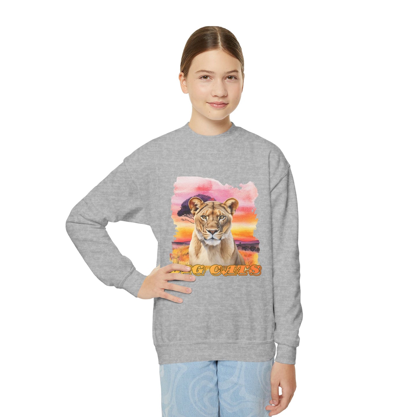 Girls Lioness Big Cats Crewneck Sweatshirt