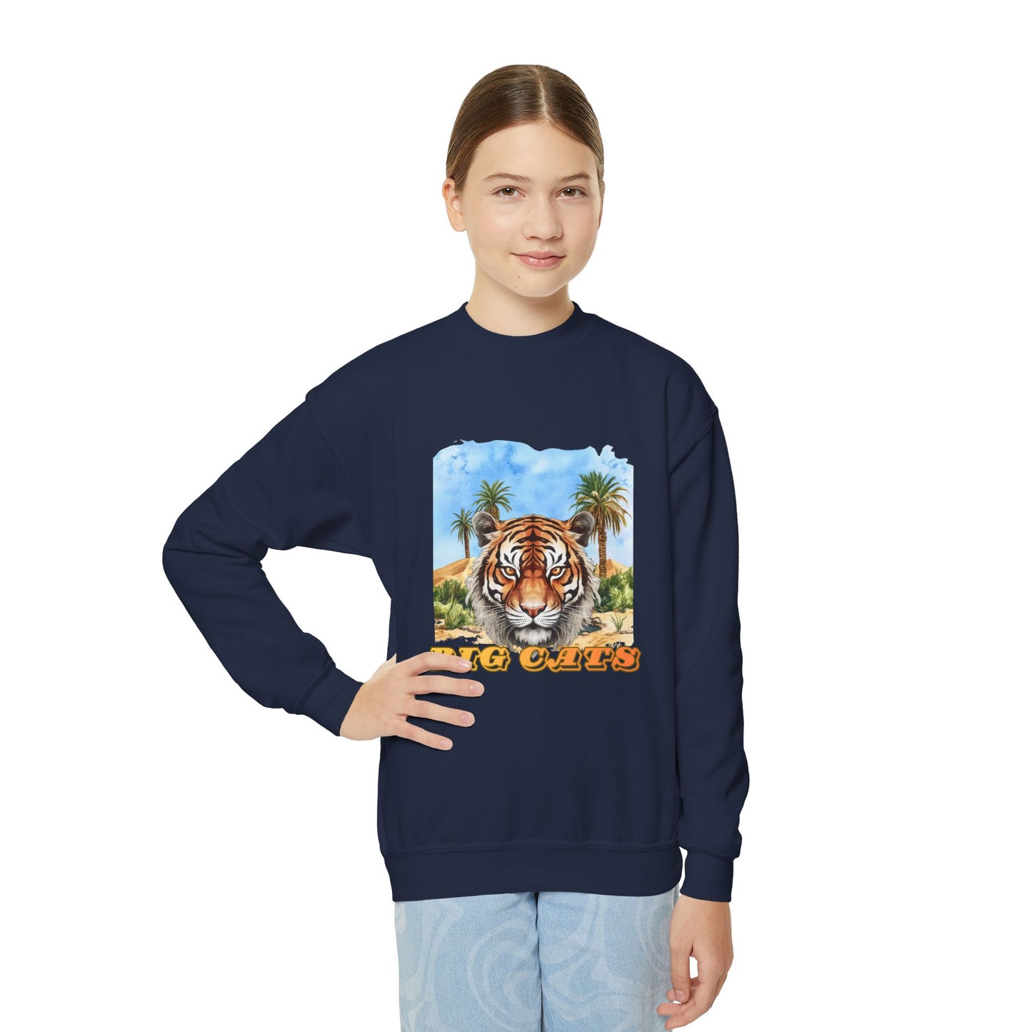 Girl's Big Cats Tiger Crewneck Sweatshirt