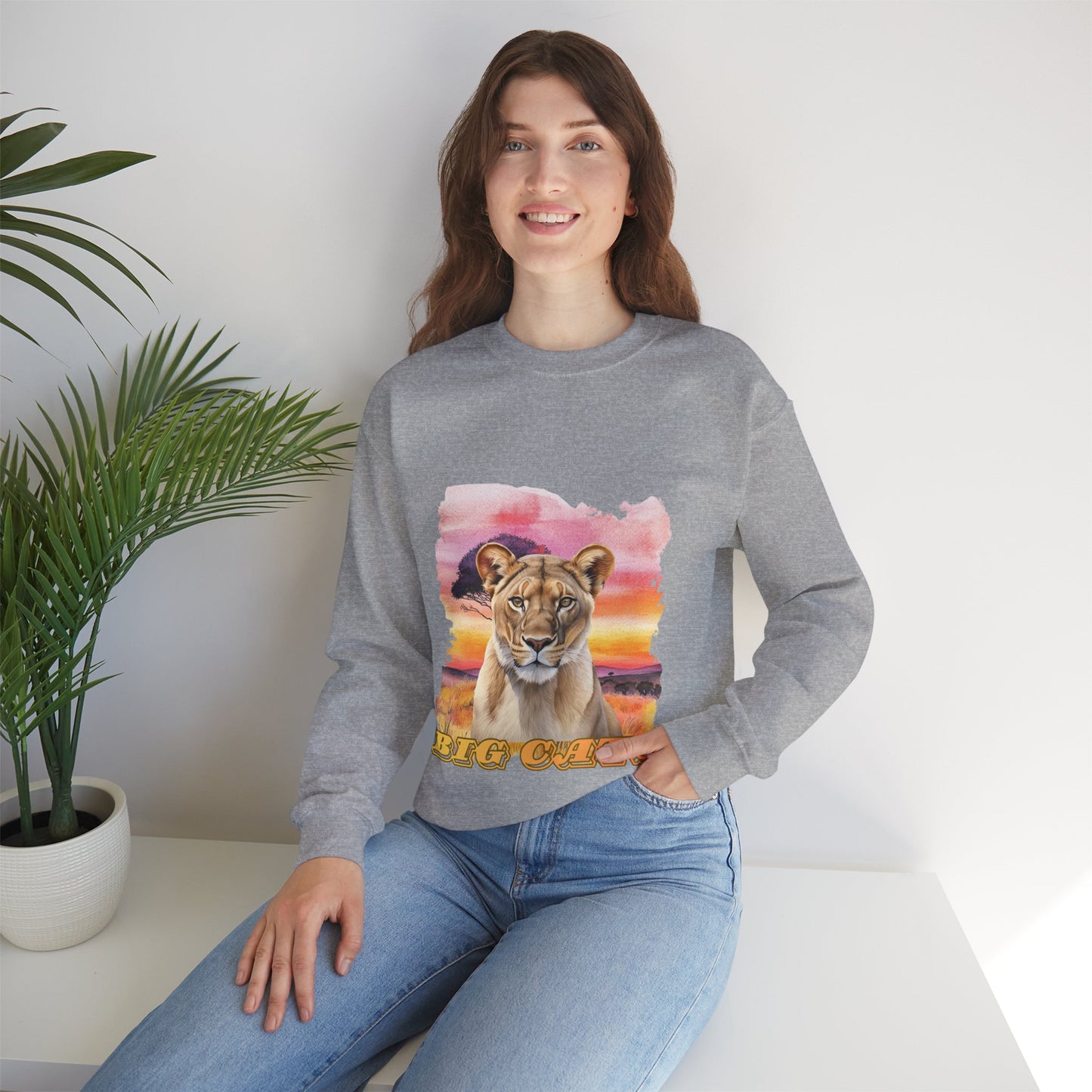 Women's Lioness Big Cats Sunset Crewneck Sweatshirt