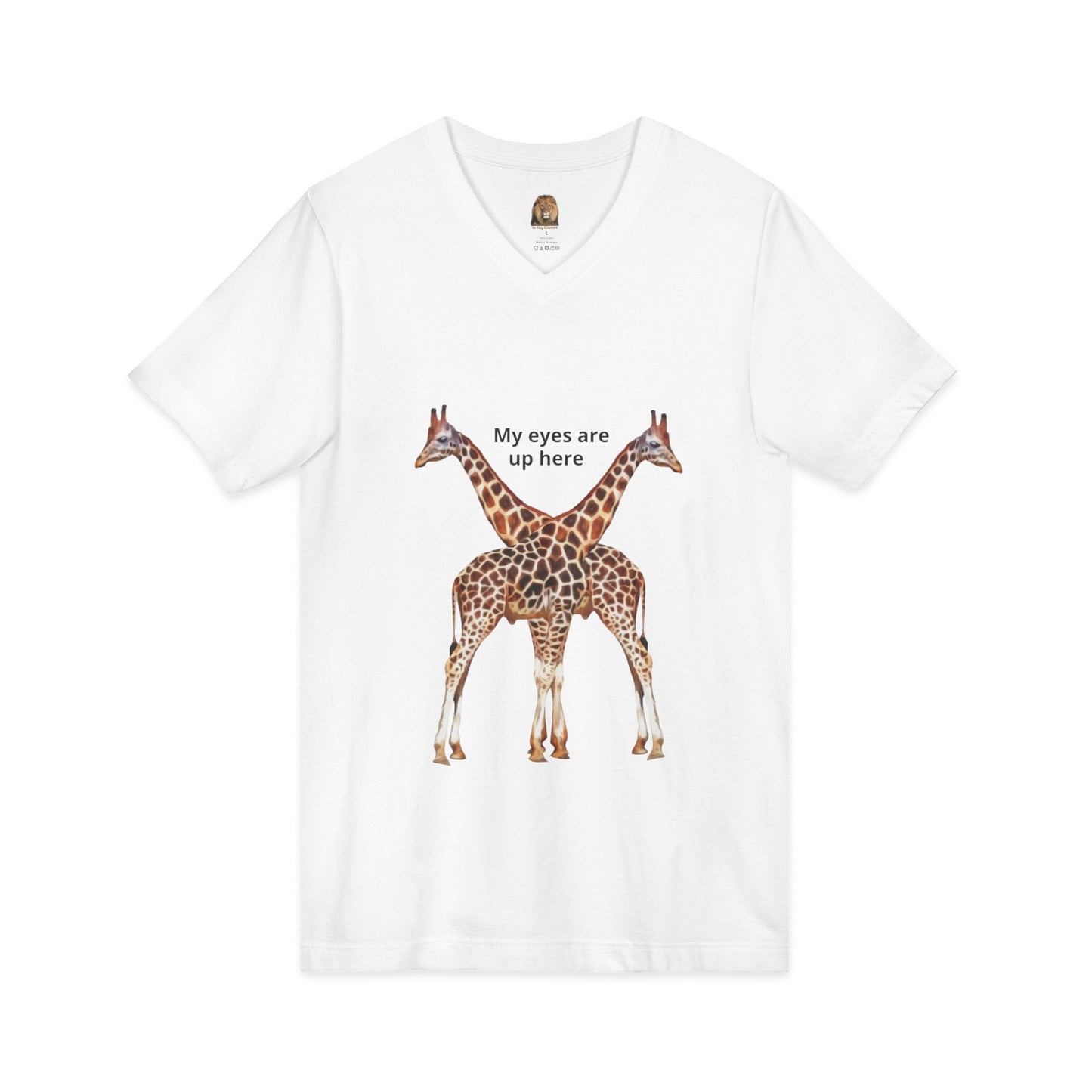 Women's Giraffe Humor V-Neck Tee for Animal Lovers