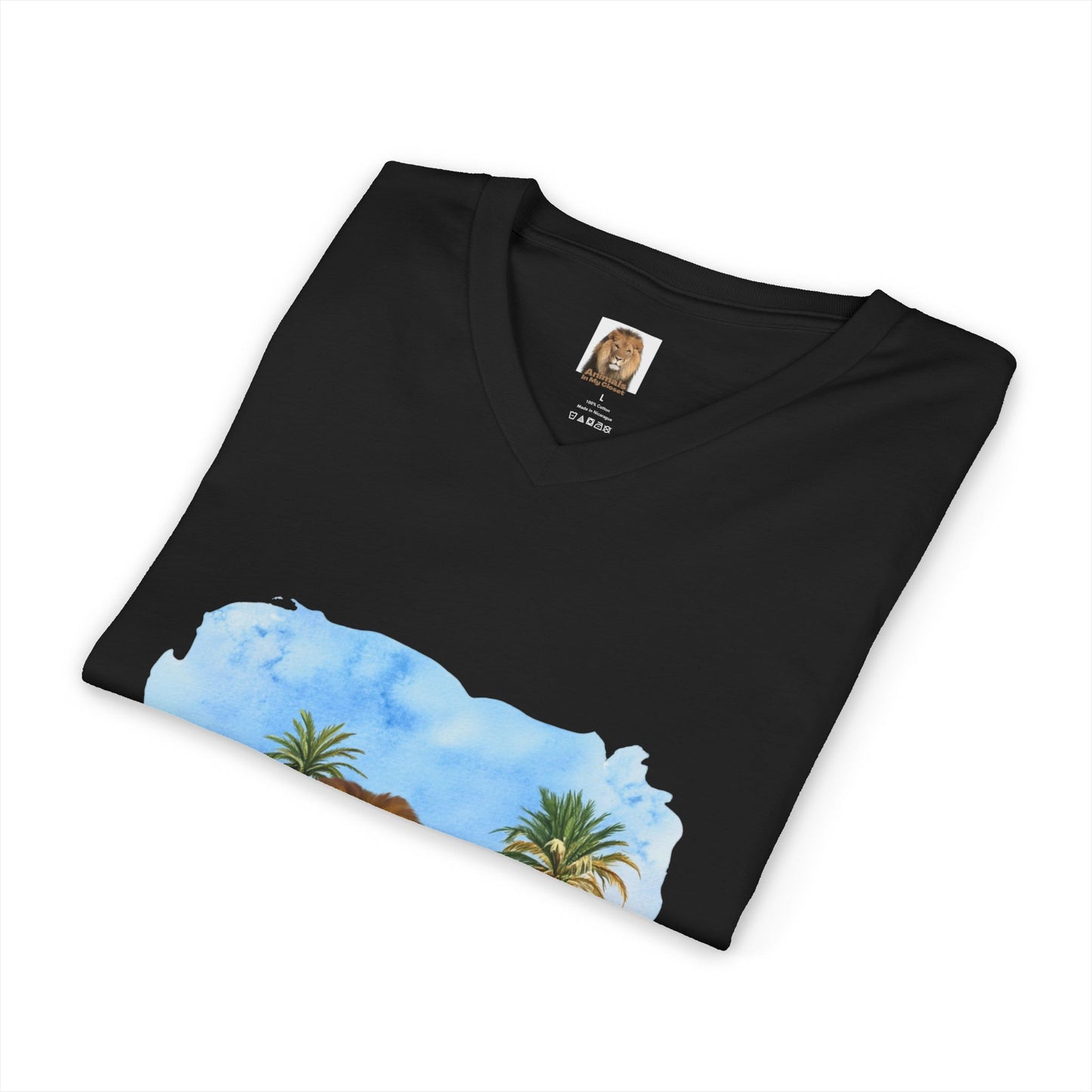 Men's Big Cats V-Neck Tee — Lion, Cheetah & Tiger Graphic