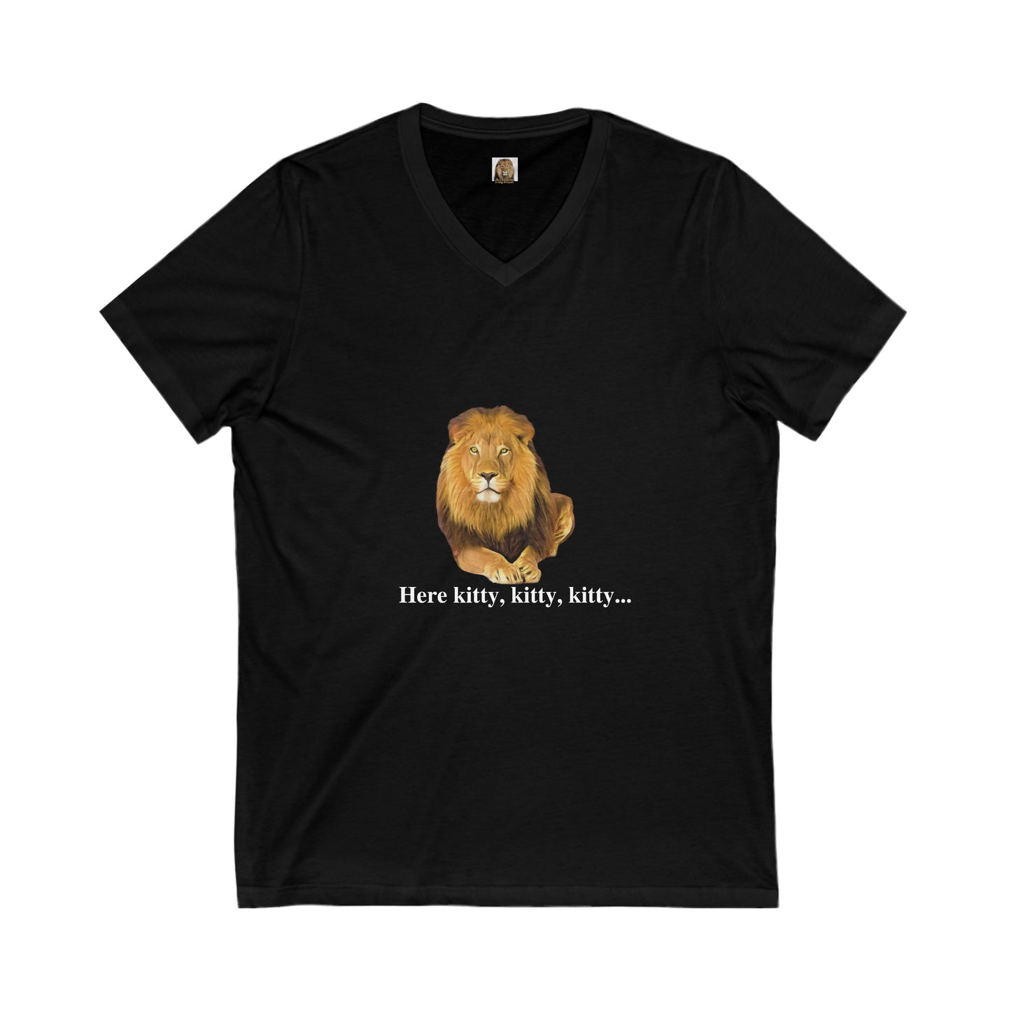 Unisex Lion Big Cats Short Sleeve V-Neck Tee